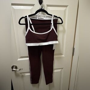 Burgundy and White Activewear Set